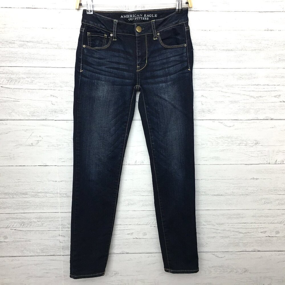 American Eagle Women's Skinny Jeans Dark Wash Stretch size 0s length 28"